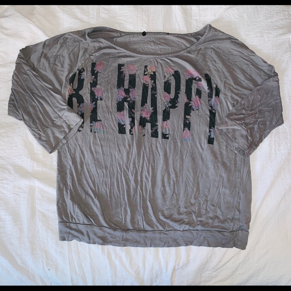 ❗️SOLD❗️ Forever 21 Gray Be Happy Shirt